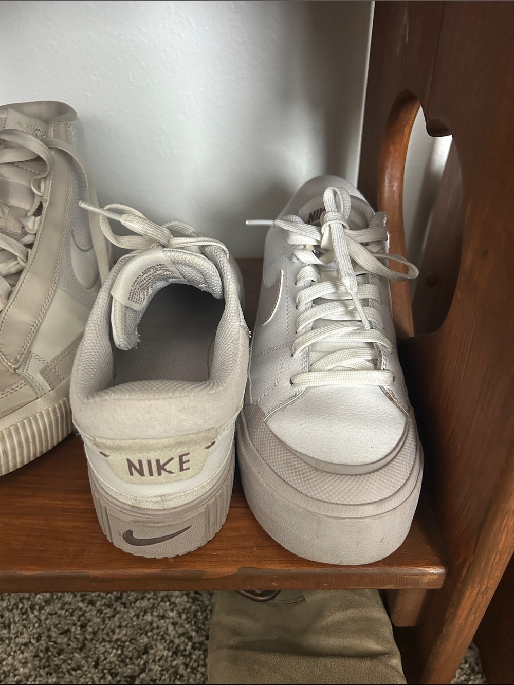 Nike Women’s Cream/White Low-Top Platform Sneakers